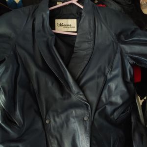 Ladies blue leather jacket